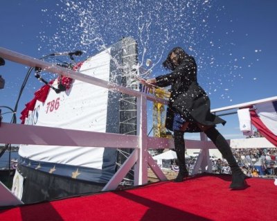 First Lady Michelle Obama christened a nuclear submarine in Connecticut. Image: White House.gov. 